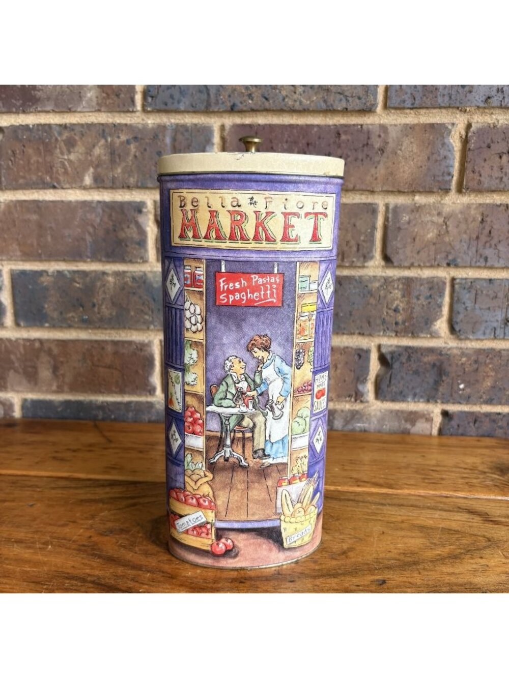 VTG Spaghetti Pasta Tin Canister Tin Box Company Bristolware Bella Fiore Market